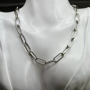 Surgical Stainless Steel Paper Clip Necklace with Lobster Claw Clasp - Unisex